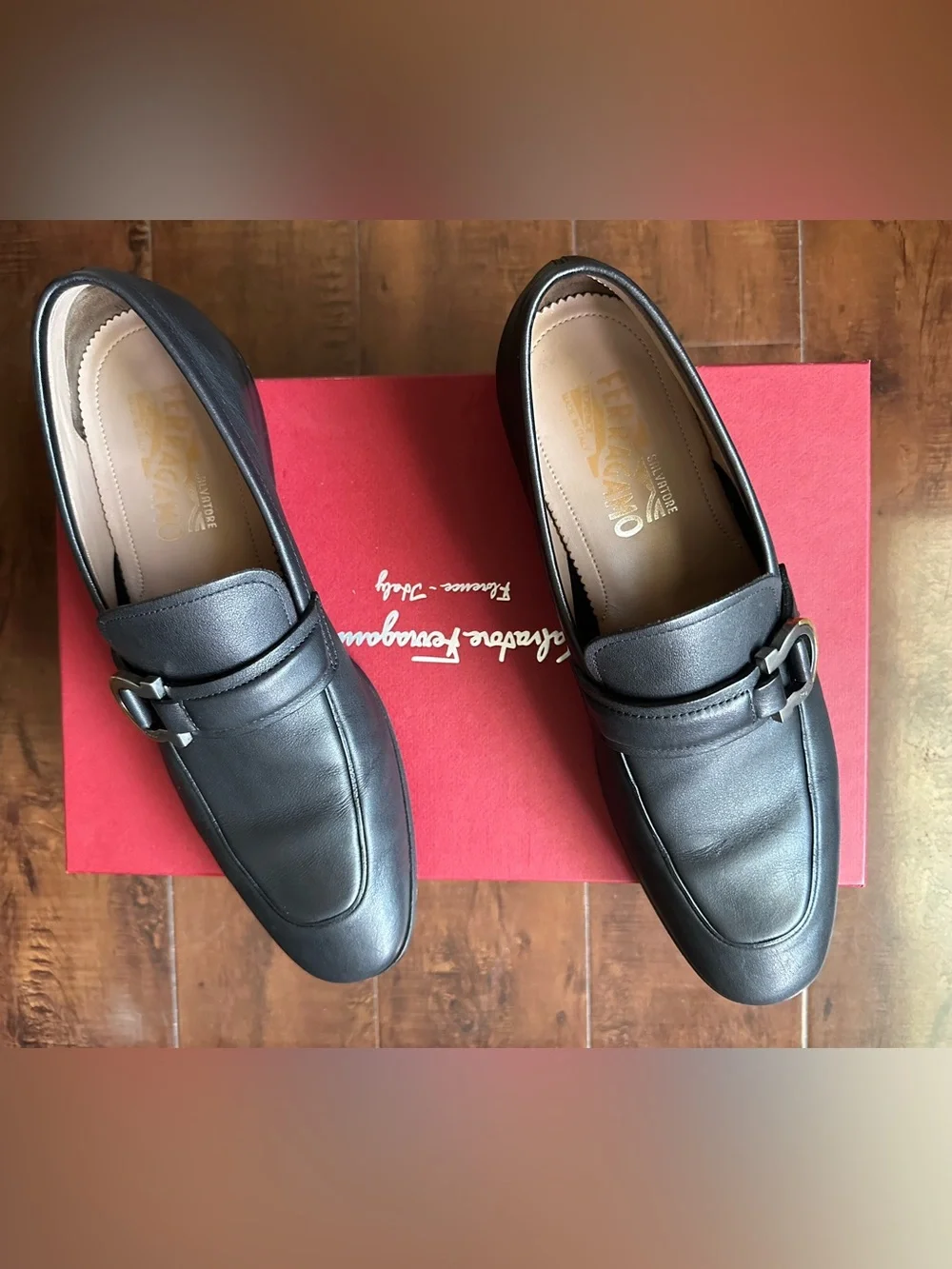 Salvatore Ferragamo Black Leather Bit Slip-On Loafers